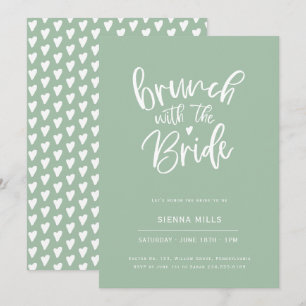 Convites Sage Green Hearts Calliografia Bridal Brunch