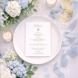 Convites Sage Green Hydrangea 5x7 Wedding Menu Card