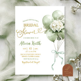 Convites Sage Green Hydrangea Balloon Bridal Shower