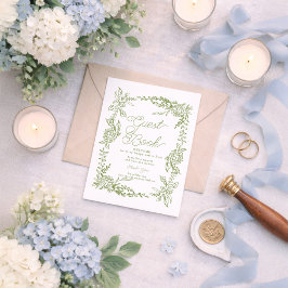 Convites Sage Green Hydrangea Guest Book Table Sign