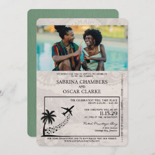Convites Sage Green Jamaica Passport Wedding