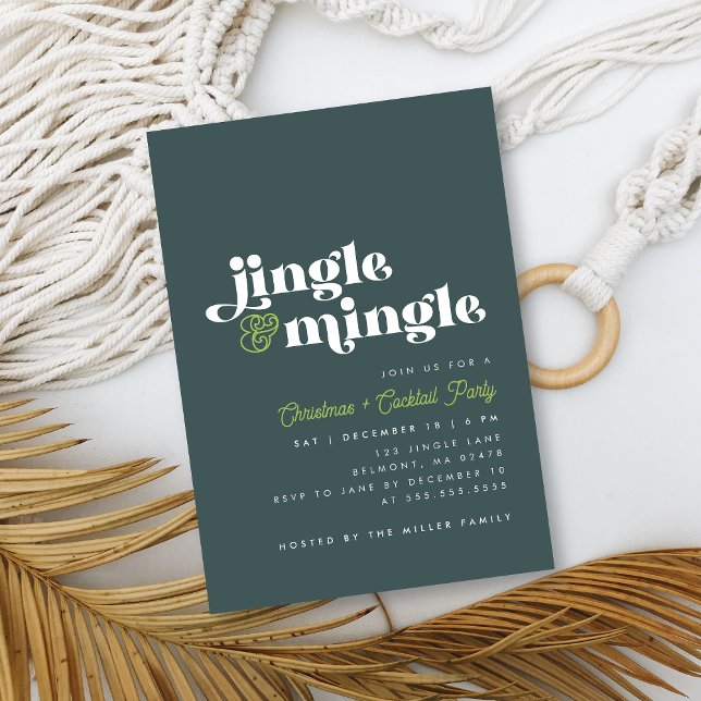 Convites Sage Green Jingle Mingle Modern Christmas Party (Criador carregado)