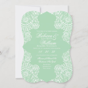 Convites Sage Green Lace Elegant Wedding