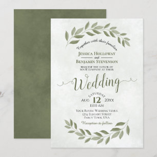 Convites Sage Green Laurel Deixa Casamento Simples De Aquar