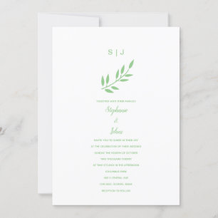 Convites Sage Green Leaf Monogramas Nome Casamento Personal