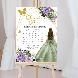 Convites Sage Green Lilac 15 Años Salve O Calendário De Dat