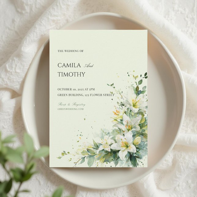 Convites Sage Green Lily of the Valley Floral Wedding (Criador carregado)