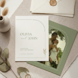 Convites Sage Green & Linen Minimalist Save the Date Card