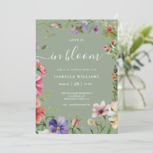 Convites Sage Green Love está em Flor Bridal Shower