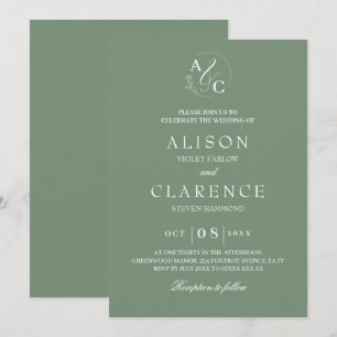 Convites Sage Green Luxury Casamento de Monograma