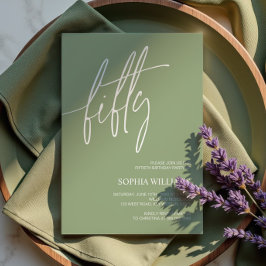Convites Sage Green Minimalist 50th Birthday Invitation