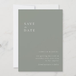 Convites Sage Green Minimalist Text e Photo Save the date (