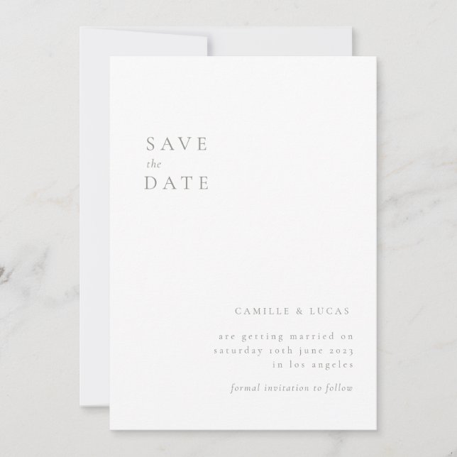 Convites Sage Green Minimalist Text e Photo Save the date ( (Frente)