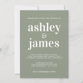 Convites Sage Green Minimalist Wedding Invitation