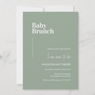 Convites Sage Green Minimalista Baby Brunch Chá de fraldas