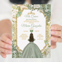 Sage Green Mis Quince 15 Anos Dourada Crown Butter