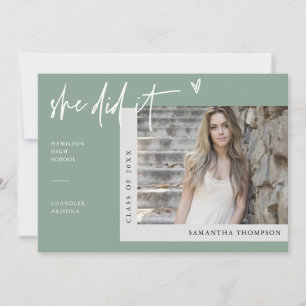 Convites Sage Green Modern Ela Fez Isso Formando Foto