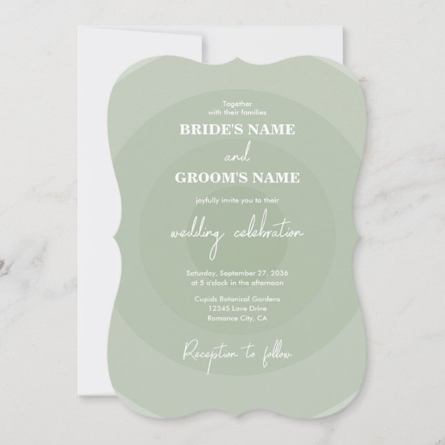 Convites Sage Green Modern Monogramas Wedding (Frente)