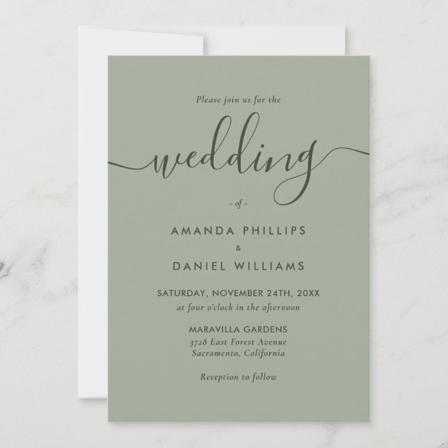 Convites Sage Green Modern Wedding (Frente)