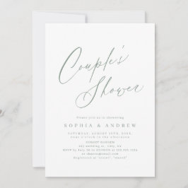 Convites Sage Green - moderno script casal mínimo chá