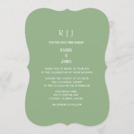Convites Sage Green Monogram Initials Trendy Wedding
