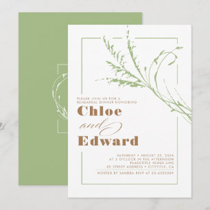 Convites Sage Green Pampas Grass Janto de ensaio moderno
