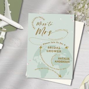 Convites Sage Green Petals viajando para Sra. Chá de panela
