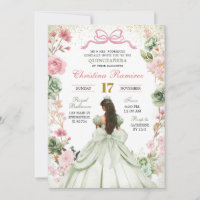 Sage Green Pink Coquette Arco Princesa Quinceanera
