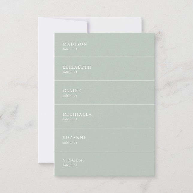 Convites Sage Green Place Card DIY (Frente)