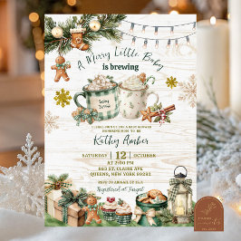 Convites Sage Green Plaid Rustic Baby is Brewing Invitation