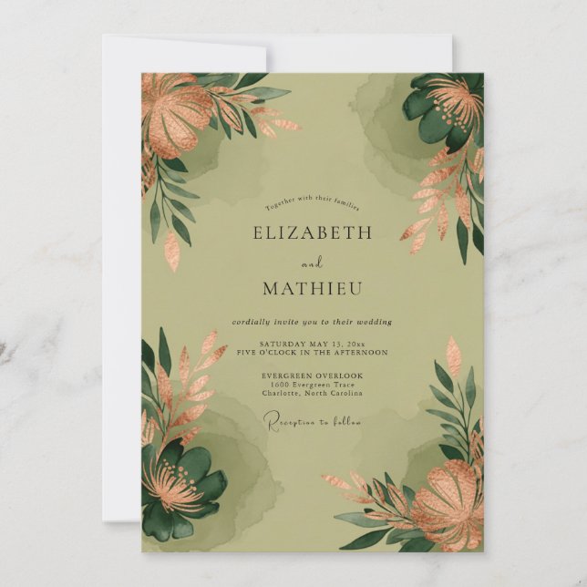 Convites Sage Green Poetic Botanical Wedding (Frente)