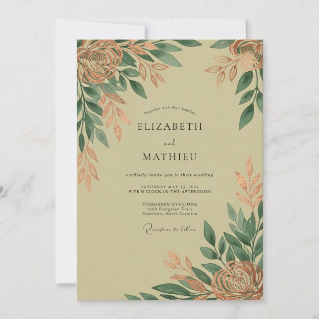 Convites Sage Green Polished Rustic Wedding (Frente)