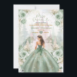 Convites Sage Green Princess Castle e Forest Mis Quince<br><div class="desc">Sage Green Princess Dress Dourada Forest Mis Quince Convite Quinceanera 15 Anos,  16º aniversário Dourada Borboleta</div>