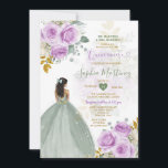 Convites Sage Green Princess Purple Floral Dourada Quiñcean<br><div class="desc">Sage Green Princess Purple Floral Dourada Quiñceanera Convite Mis Quince 15 Anos,  16 Anos Aniversário, </div>