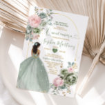 Convites Sage Green Princess Vestir Rosa Floral Quiñceanera<br><div class="desc">Sage Green Princess Dress Pink Floral Quiñceanera Convite Mis Quince 15 Anos,  16º Aniversário, </div>