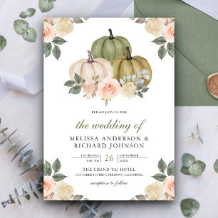 Convites Sage Green Pumpkin e Dusty Peach Casamento Floral