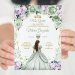 Convites Sage Green Purple Mis Quince 15 Anos Crown<br><div class="desc">Quinceañera Sage Green Purple Crown Invitation Mis Quince 15 Anos,  16º Aniversário, </div>