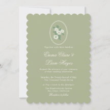 Sage Green Scalloped Wedding Invitation