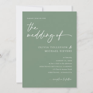 Convites Sage Green Script Manuscrito Moderno Casamento