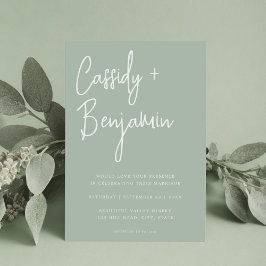 Convites Sage Green Script Minimalista Moderno Casamento