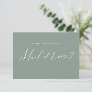 Convites Sage green script você será minha madrinha de casa