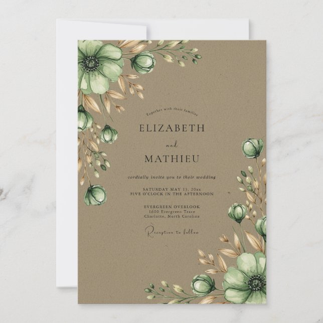 Convites Sage Green Serene Harvest Wedding (Frente)