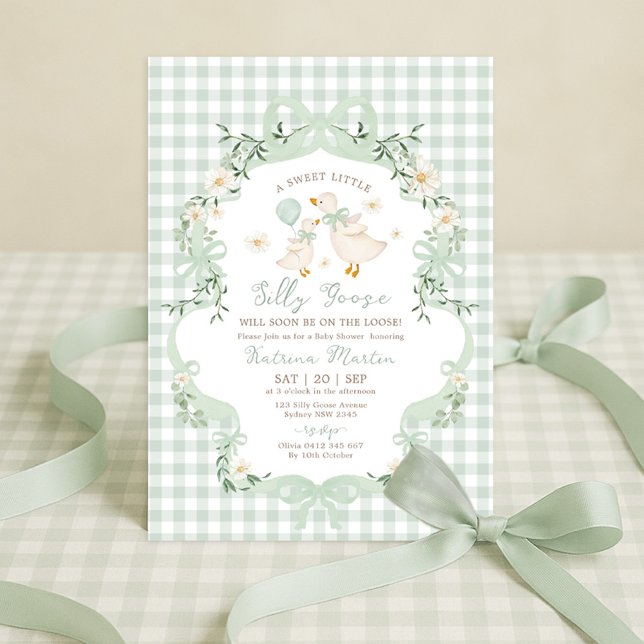 Convites Sage Green Silly Goose Gender Neutral Baby Shower (Criador carregado)