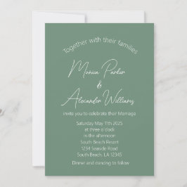 Convites Sage Green Simple Modern Elegante Simples Casament