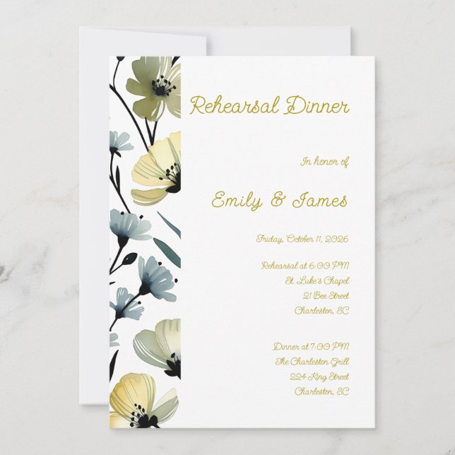 Convites Sage Green & Soft Yellow Botanical Wedding (Frente)