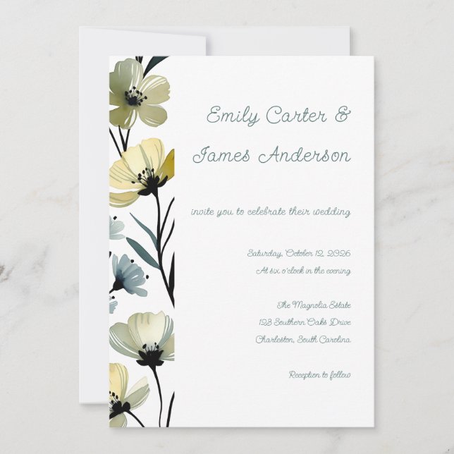 Convites Sage Green & Soft Yellow Botanical Wedding (Frente)