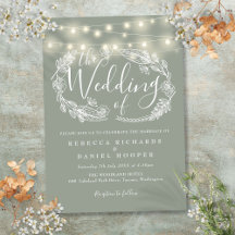 Sage Green String Lights Script Weding
