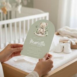 Convites Sage Green Striped Eucalyptus Baby Shower Arch 