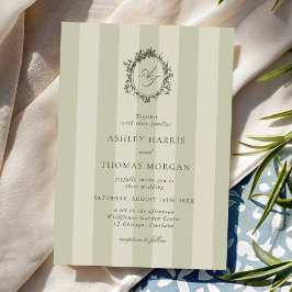 Convites Sage Green Stripes Wedding