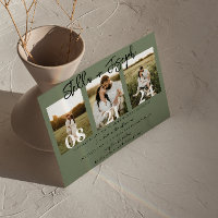 Sage Green Três Fotos Collage Boho Casamento Chic